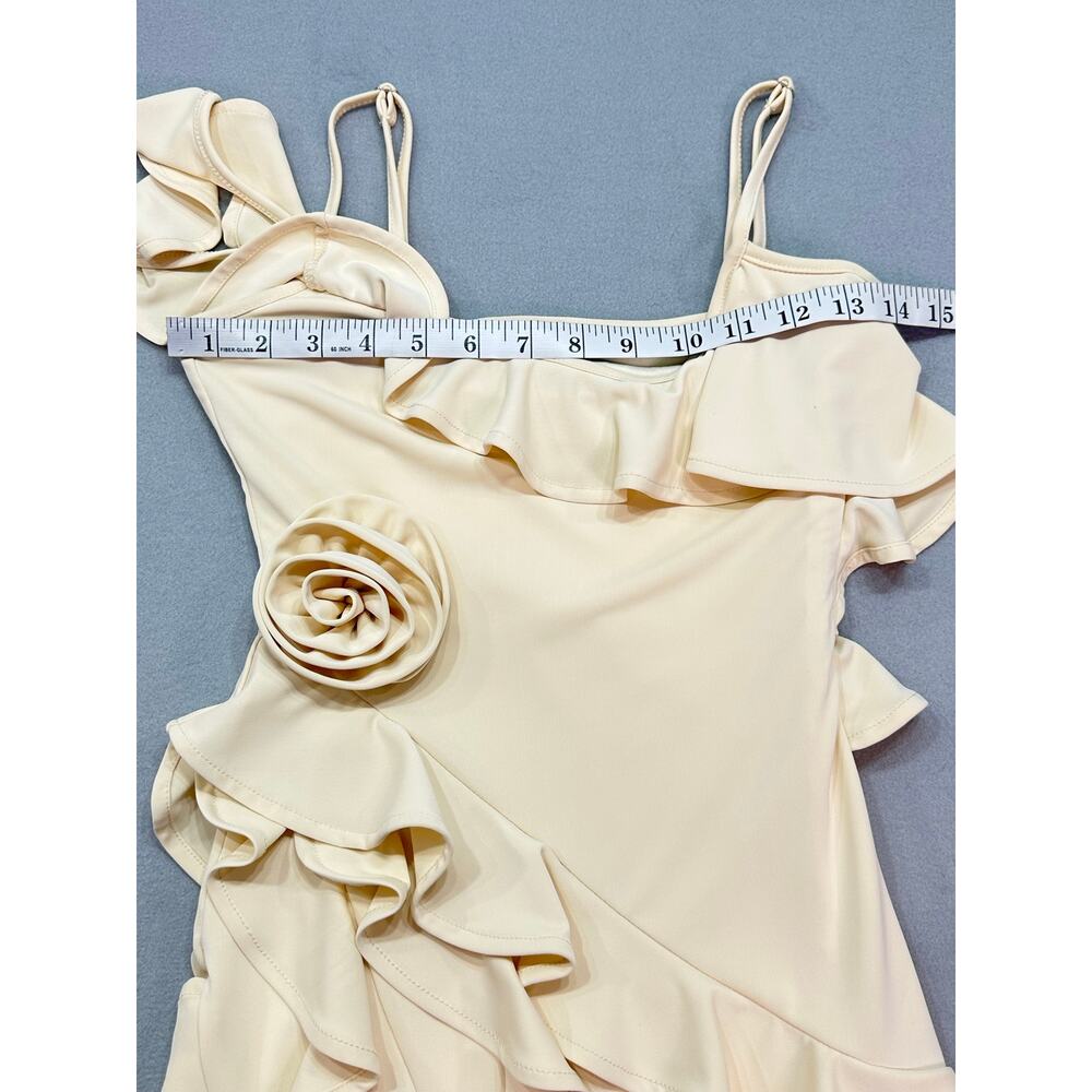 JLUXLABEL Brenna Cream Ruffle Rosette Cold Shoulder Maxi Dress Size XS - Picture 10 of 13